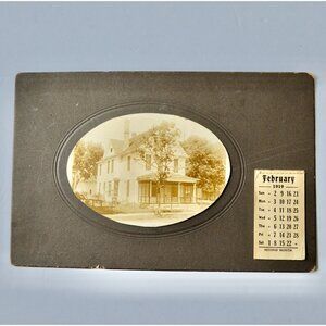 Antique 1919 Wall Calendar February - December House Photograph
